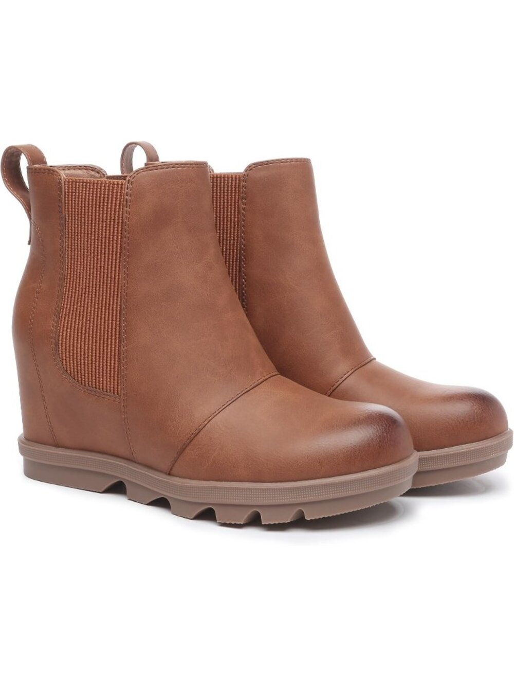 Women's Brown Faux Leather Comfortable Hidden Heel Chelsea Ankle Stylish Booties